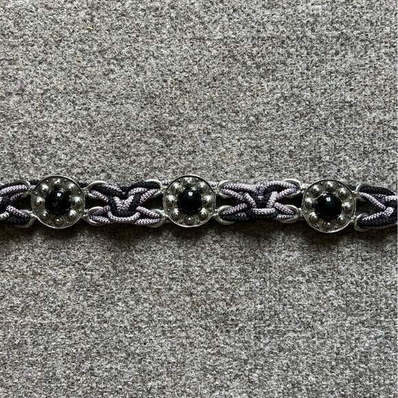 Y2K Boho Rope Medallion Woven Waist Belt Purple Black Western Grunge Festival - Picture 11 of 12